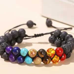 Colorful Volcanic Rock Woven Bracelet / 8mm