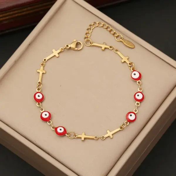 Wholesale 1 Piece Fashion Devil's Eye Heart Shape Stainless Steel Plating Bracelets