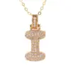 Wholesale Fashion Copper Plated Real Gold Micro-inlaid Zircon Letter Pendant Necklace