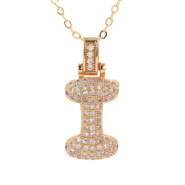 Wholesale Fashion Copper Plated Real Gold Micro-inlaid Zircon Letter Pendant Necklace