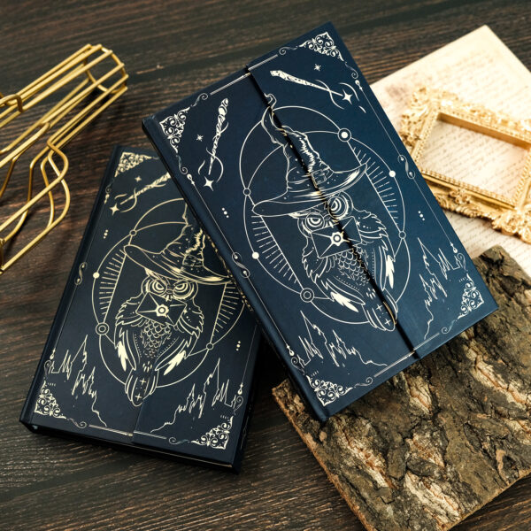 Wholesale Magic Hat Owl Theme Hard Shell Notebook Creative Magnetic Notepad Student Hand Account Journal Small Bluebook
