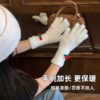 Wholesale Japanese Cute Five-Finger Cherry Plush Gloves Women's Autumn and Winter Travel Cycling Warm Cold-proof Touchscreen All-match Gloves