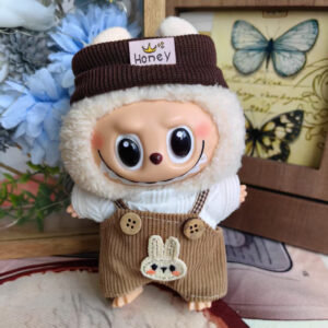 LBB-50 Light Brown Hoodie Overalls Set / Labubu is wearable in its first, second, and third generations.