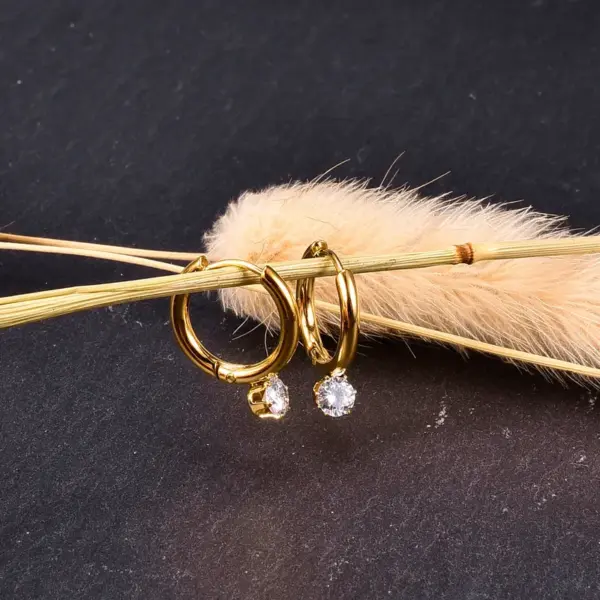 Simple Style Geometric Titanium Steel Plating Zircon Earrings 1 Pair