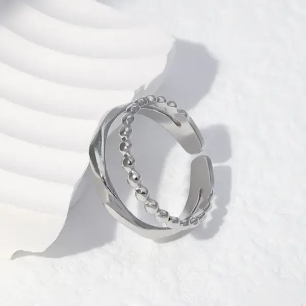 Wholesale PVD Coated Real Gold Plated Solid Color Stainless Steel Fashion Waterproof Non Tarnish Open Ring