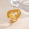 Wholesale Ion Plating (IP) 18K Gold Plated Oval 304 Stainless Steel Simple Style Waterproof Non Tarnish Open Rings