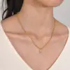 Wholesale Jewelry Fashion Letter 201 Stainless Steel Artificial Diamond Gold Plated Plating Inlay Stainless Steel Necklaces