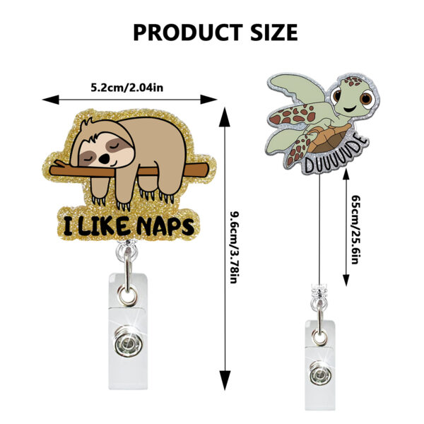 Wholesale Cat Turtle Dinosaur Elephant Sloth Acrylic Teacher Student Medical Telescopic Clip Easy Pull Buckle Certificate Badge