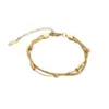 Wholesale PVD Coated Real Gold Plated Waves 304 Stainless Steel Retro Waterproof Non Tarnish 304 Stainless Steel Bracelets