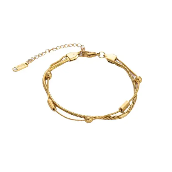 Wholesale PVD Coated Real Gold Plated Waves 304 Stainless Steel Retro Waterproof Non Tarnish 304 Stainless Steel Bracelets