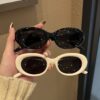 Wholesale Oval white frame sunglasses European and American concave sunglasses Women's Big Face cat eye sun protection high-grade ins slimming