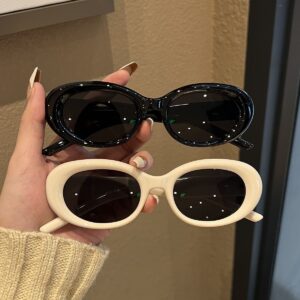 Wholesale Oval white frame sunglasses European and American concave sunglasses Women's Big Face cat eye sun protection high-grade ins slimming