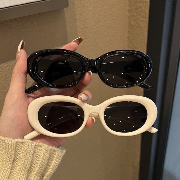 Wholesale Oval white frame sunglasses European and American concave sunglasses Women's Big Face cat eye sun protection high-grade ins slimming