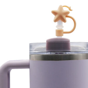 Silicone orange star and moon 8mm / Bag does not include straw