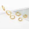 Wholesale 1 Pair Simple Style Geometric Round Inlaid Zircon Copper 18k Gold Plated Hoop Earrings