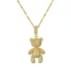 Wholesale PVD Coated Little Bear Titanium Steel Copper Cartoon Style Cute Waterproof Non Tarnish Titanium Steel Pendant Necklace
