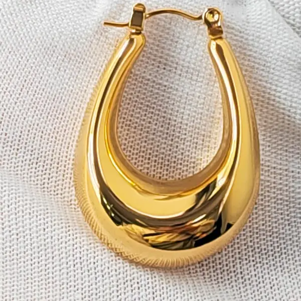 Wholesale Punk U Shape Plating 304 Stainless Steel 18K Gold Plating In Furnace Stainless Steel Earrings