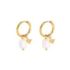 PVD Coated Real Gold Plated 18K Gold Solid Color Stainless Steel Freshwater Pearl Preppy Style Waterproof Non Tarnish Earrings