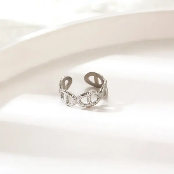 Wholesale PVD Coated Real Gold Plated 18K Gold Solid Color 304 Stainless Steel Simple Style Commute Waterproof Non Tarnish Open Rings