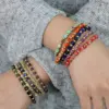 Wholesale Vintage Style Geometric Natural Stone Elastic String Golden Balls Woven Chain Bracelets In Bulk