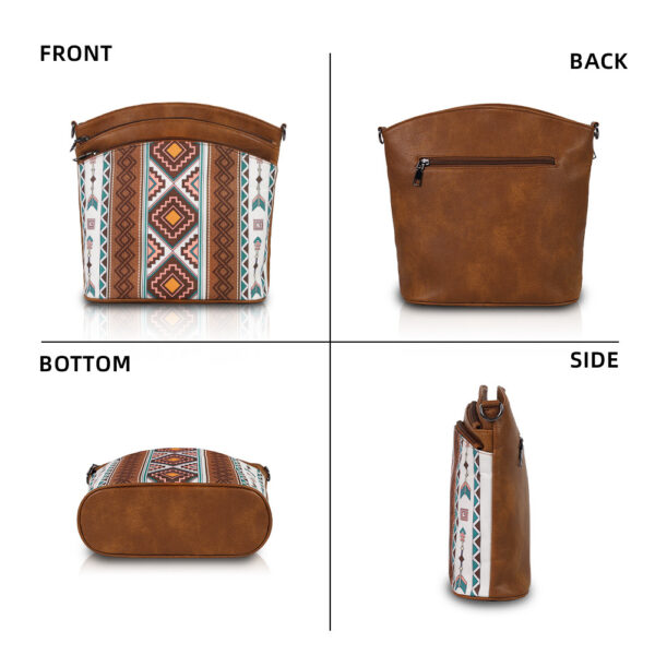 Wholesale Cross-Border Bohemian Ethnic Style Two-Piece Crossbody Bag Canvas Zipper Half-Moon Bag Large Capacity Commuter Shoulder Bag