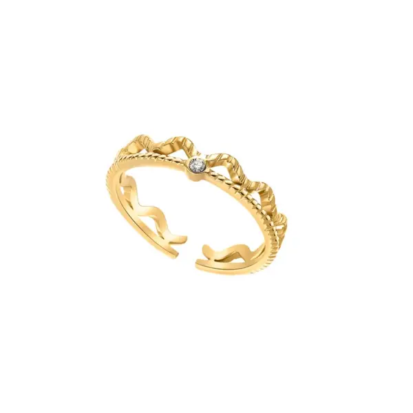 Wholesale PVD Coated 14K Gold Real Gold Plated Solid Color 304 Stainless Steel Fashion Waterproof Non Tarnish Open Ring