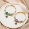 Japanese Style Dragonfly Stainless Steel Plating Artificial Gemstones Bangle 1 Piece