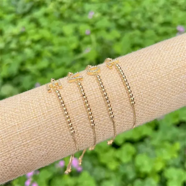 Wholesale Copper 18K Gold Plated Casual Simple Style Classic Style Plating Inlay Letter Zircon Bracelets
