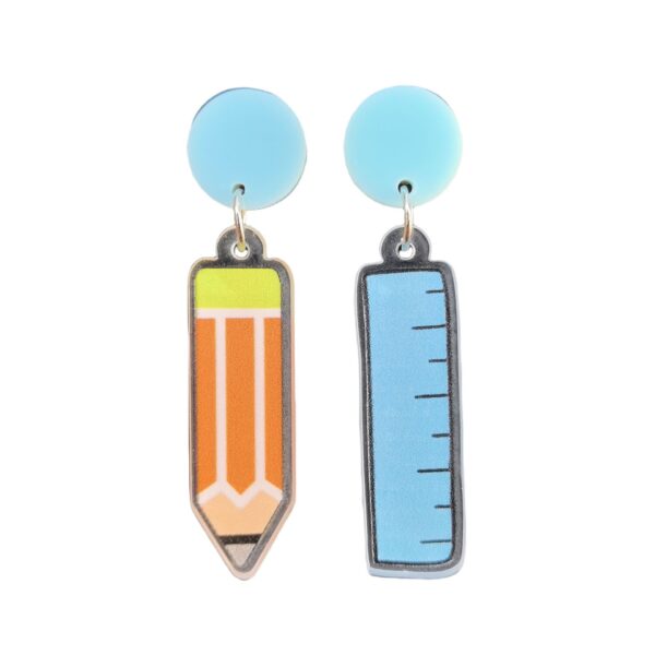 Wholesale Cross-border European and American New Graduation Season Teachers' Day Acrylic Earrings Color Pencil Ruler Earrings