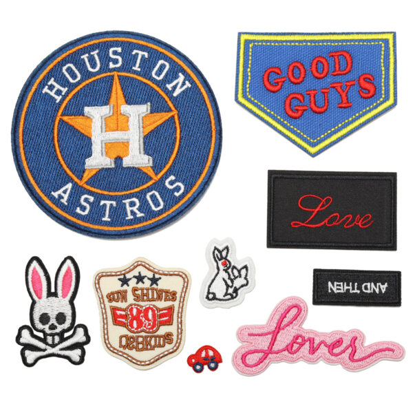 Wholesale Elegant embroidery computer embroidery stickers cute rabbit round badge English letter series clothing bag decorative cloth stickers