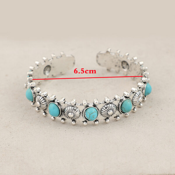 Wholesale European and American New Ethnic Style Retro Alloy Inlaid with Multiple Turquoise Bohemian Open Fashion Bracelets