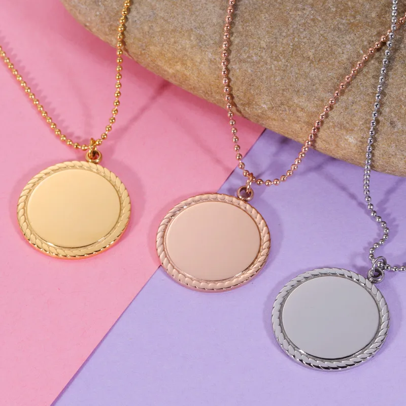 Wholesale 304 Stainless Steel Geometric Customization Laser Engraving PVD Coated 18K Real Gold Plated Simple Style Waterproof Non Tarnish Cable Chain