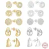 Wholesale 1 Pair 925 Sterling Silver Zircon Geometric Ear Studs