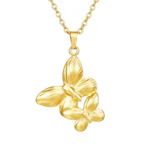 Two Butterfly Necklace Gold One MS-532