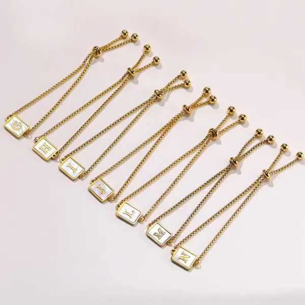 Wholesale Preppy Style Simple Style Classic Style Letter 201 Stainless Steel 18K Gold Plated Shell Bracelets In Bulk
