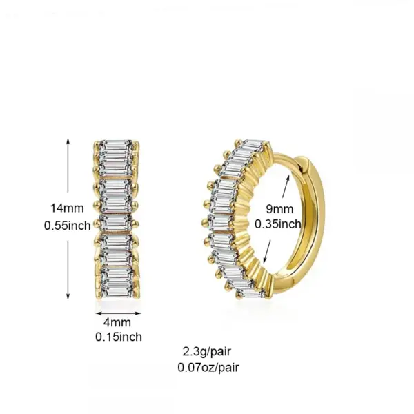 Wholesale 1 Pair Shiny Round Rectangle Plating Inlay Copper Zircon White Gold Plated Gold Plated Earrings