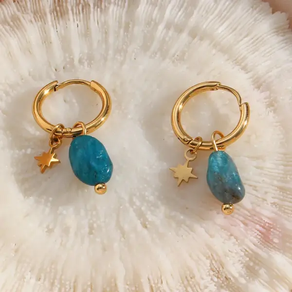 Wholesale 1 Pair Classic Style Geometric Plating Stainless Steel Natural Stone Gold Plated Earrings