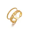 Wholesale PVD Coated 18K Gold Plated Geometric 304 Stainless Steel Casual Waterproof Non Tarnish Open Ring