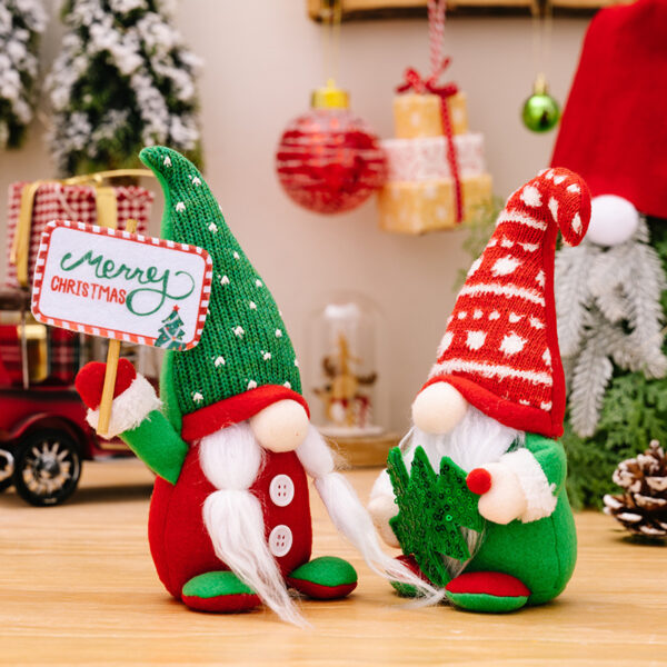 Wholesale Hobbe New Christmas Decorations Cactus Goblin Dwarf Ornaments Knitted Curved Hat Christmas Tree Faceless Doll