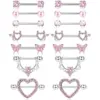 Wholesale 1 Pair 316L Stainless Steel Copper Zircon Nipple Rings & Studs Heart Shape Flower Butterfly Waterproof Non Tarnish Surgical Steel Nipple Rings & Studs