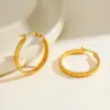 Wholesale Round Vacuum Electroplating (In Furnace) Plated 18K Real Gold 304 Stainless Steel No Inlay Material Hoop Earrings For Women