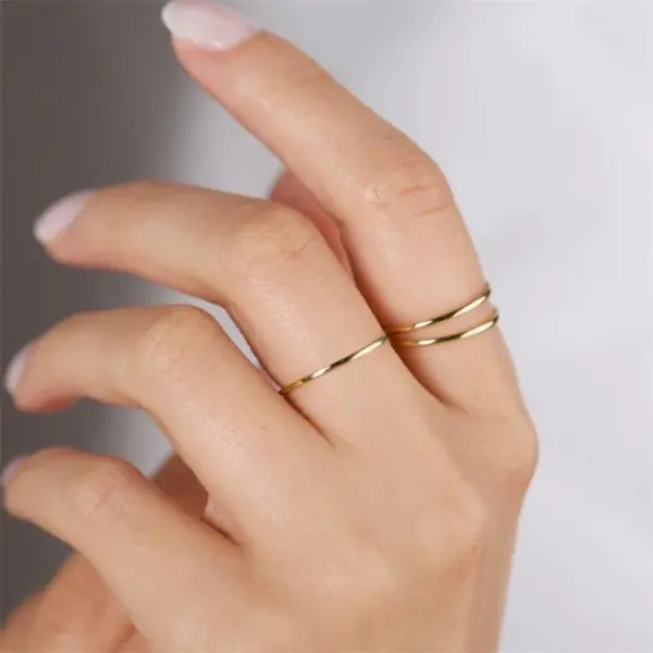 Wholesale PVD Coated 14K Gold Real Gold Plated Geometric Stainless Steel Simple Style Waterproof Non Tarnish Rings