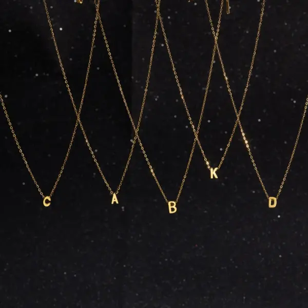 201 Stainless Steel Letter Ion Plating (IP) KC Golden Plated Casual Simple Style Waterproof Non Tarnish O-shaped Chain Gold Silver Pendant Necklace