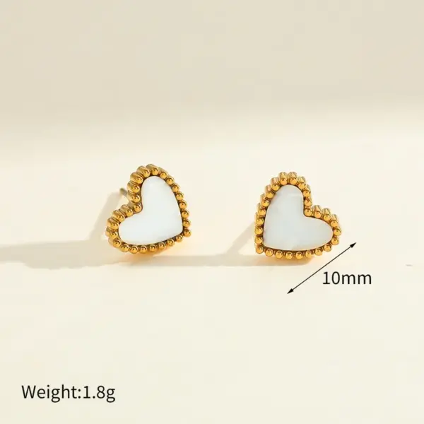 Wholesale Elegant Vintage Heart Shell Necklace Earring Jewelry Set Stainless Steel Gold Plated Cable Chain Classic Style For Women
