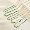 Wholesale Retro Geometric 304 Stainless Steel Malachite Necklace In Bulk