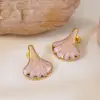Wholesale 304 Stainless Steel Plastic Geometric Electroplating Acrylic Imitation Gold Vintage Style Luxurious French Style Inlay Ear Studs