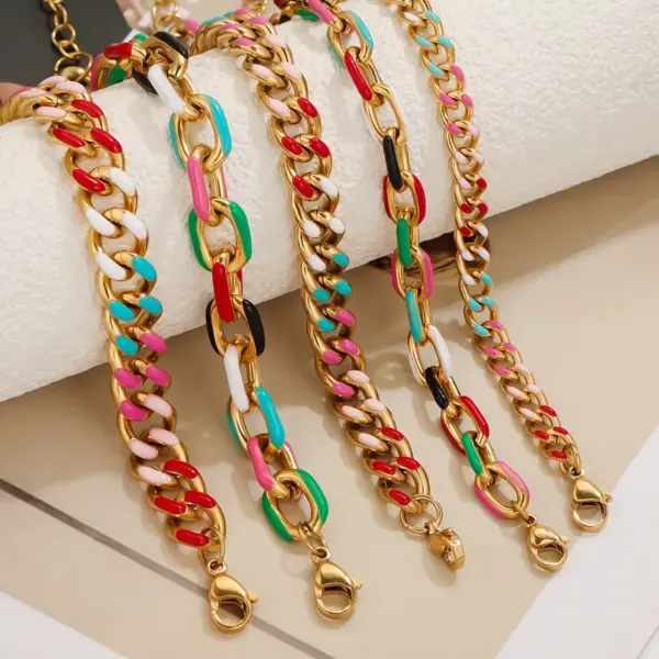 Wholesale Classic Style Geometric 304 Stainless Steel Cuban Link Chain Curb Chain Paperclip Chain Chain Bracelet In Bulk