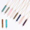 Wholesale square gemstone pendant natural stone necklace