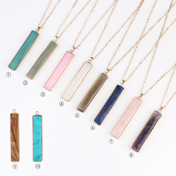 Wholesale square gemstone pendant natural stone necklace