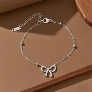 S02042-Bowknot-Bracelet-Steel Color